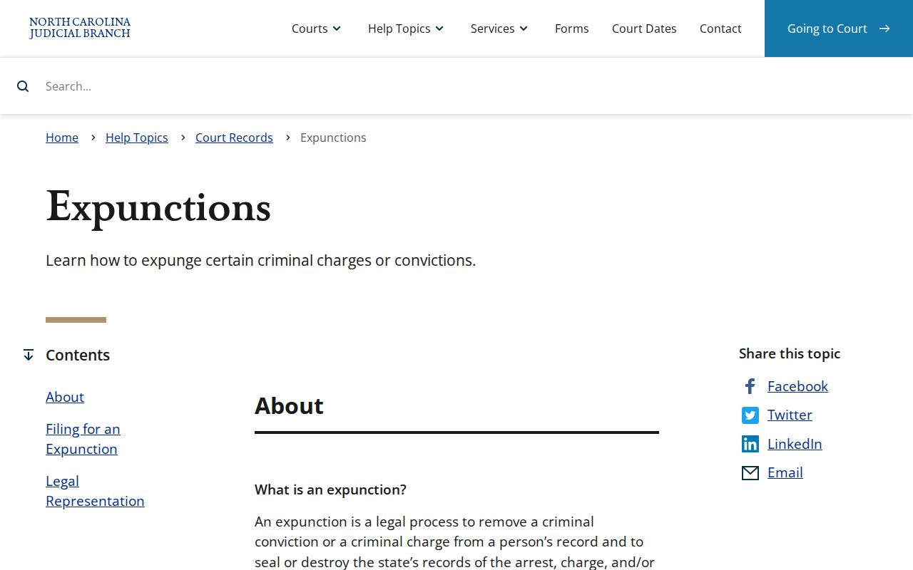 Anson County criminal record expunction forms and court guidance