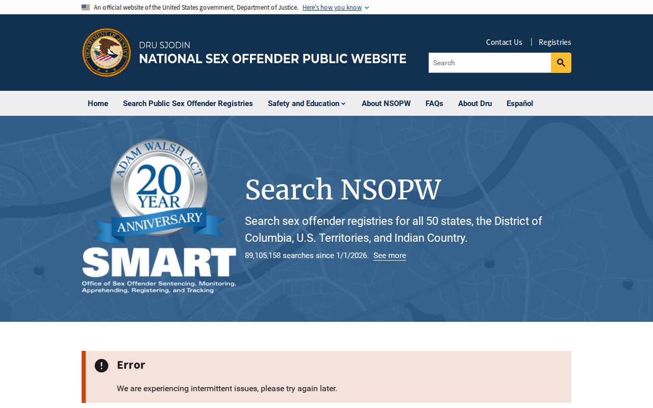 National search used with Anson County sex offender registry records